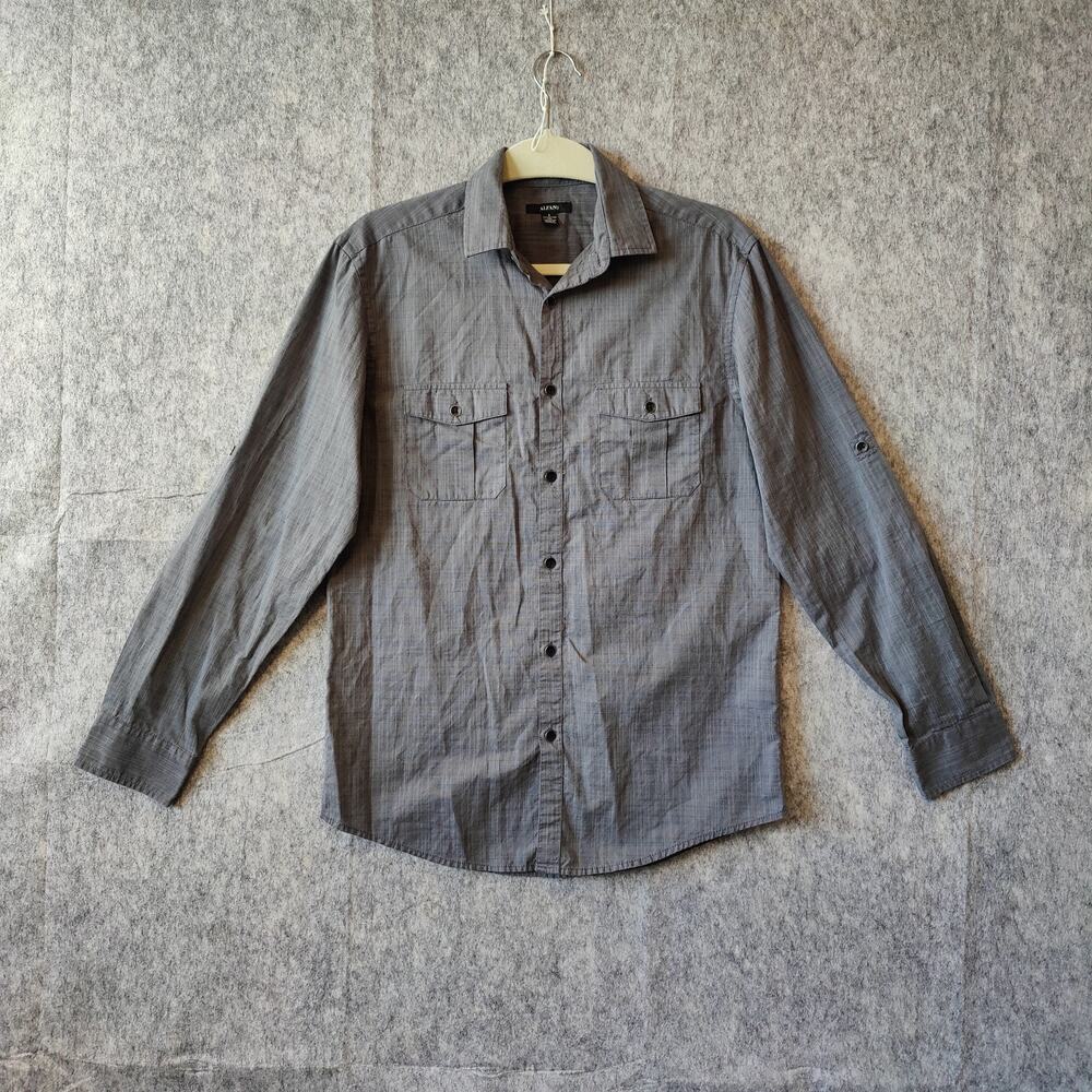Minimalist Alfani Office Gray Casual Business Classic Button Down Dress Shirt